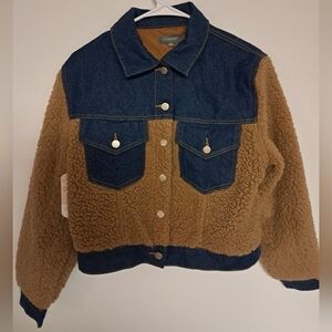Hudson Gray Women’s Sherpa Denim Jacket Size Medium NWT – Fleece Teddy Jean Jack